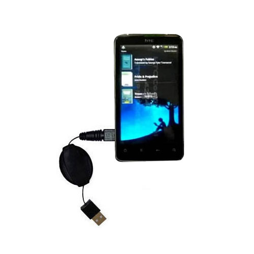Retractable USB Power Port Ready charger cable designed for the HTC Kingdom and uses TipExchange