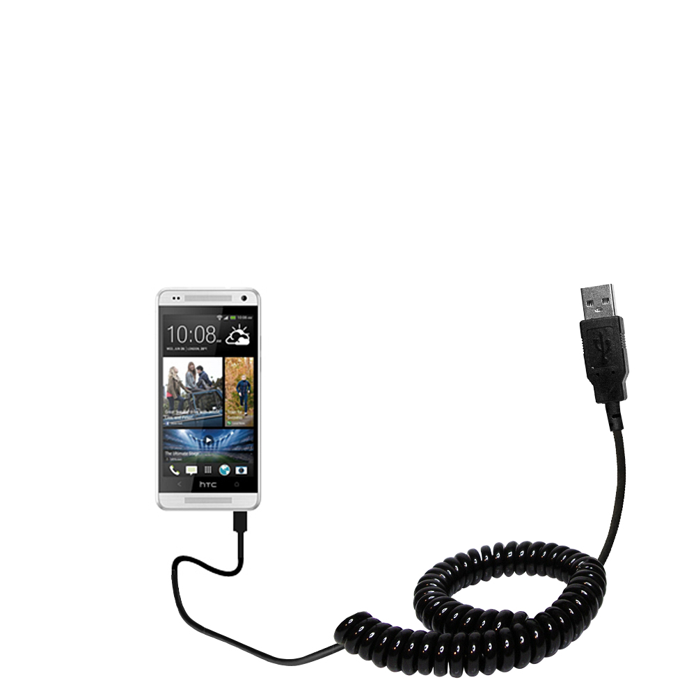 Coiled USB Cable compatible with the HTC One mini