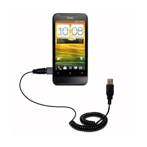 Coiled USB Cable compatible with the HTC One V