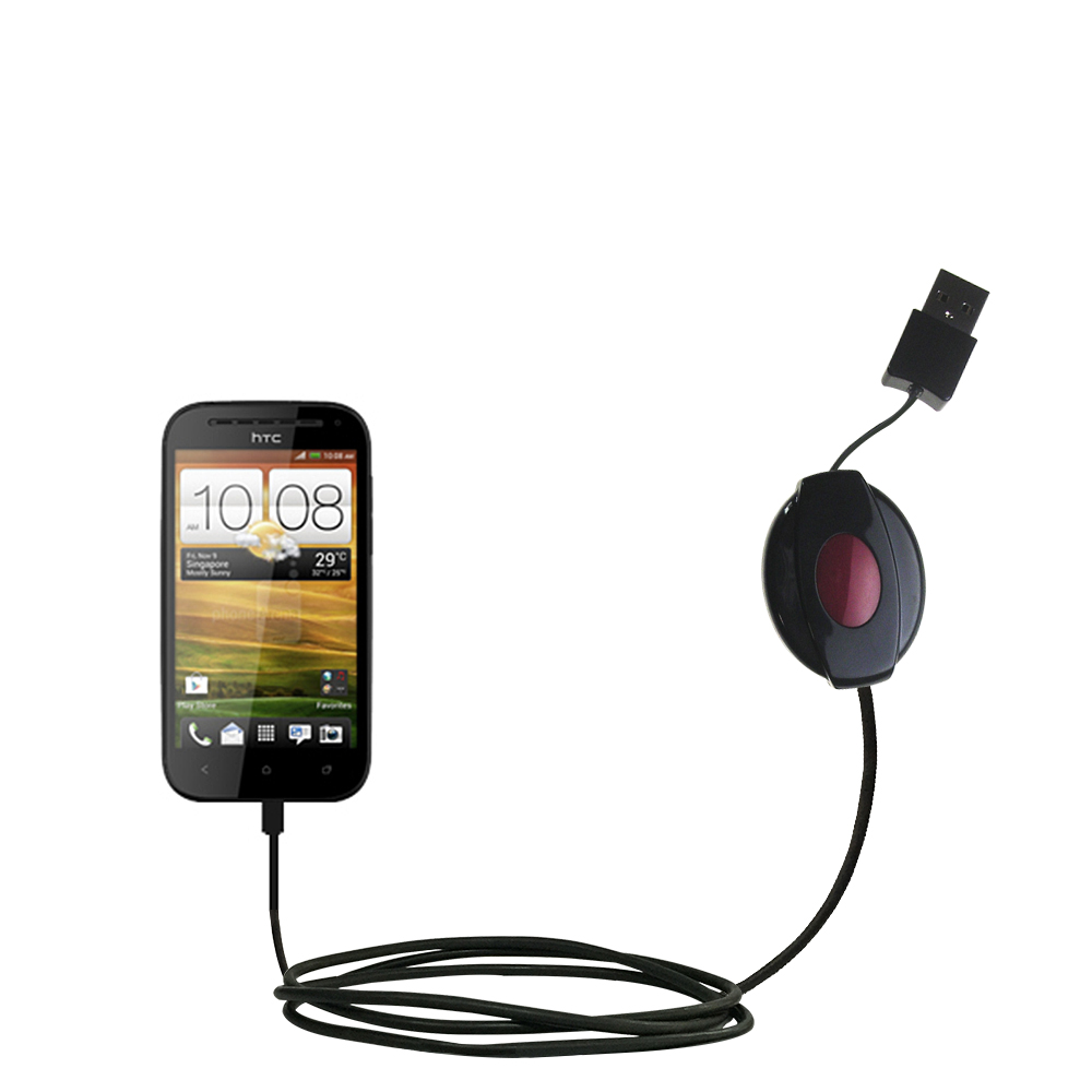 Retractable USB Power Port Ready charger cable designed for the HTC One VX and uses TipExchange