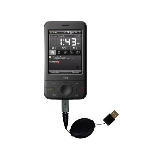 Retractable USB Power Port Ready charger cable designed for the HTC P3470 and uses TipExchange