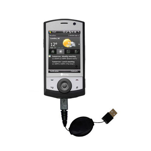 Retractable USB Power Port Ready charger cable designed for the HTC P3650 and uses TipExchange