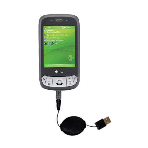 Retractable USB Power Port Ready charger cable designed for the HTC P4350 and uses TipExchange
