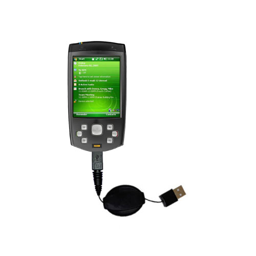 Retractable USB Power Port Ready charger cable designed for the HTC P6500 and uses TipExchange