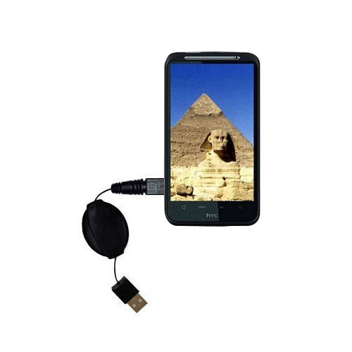 Retractable USB Power Port Ready charger cable designed for the HTC Pyramid and uses TipExchange