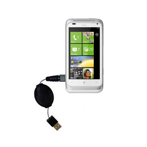 Retractable USB Power Port Ready charger cable designed for the HTC Radar and uses TipExchange
