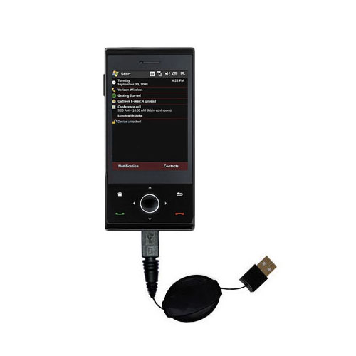 Retractable USB Power Port Ready charger cable designed for the HTC Raphael and uses TipExchange