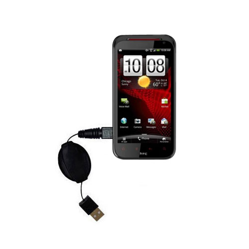 Retractable USB Power Port Ready charger cable designed for the HTC Rezound and uses TipExchange