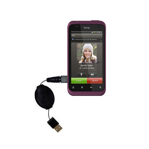 Retractable USB Power Port Ready charger cable designed for the HTC Rhyme and uses TipExchange
