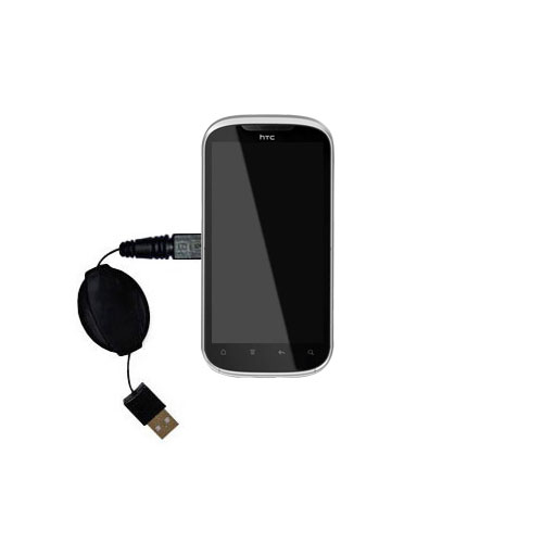 Retractable USB Power Port Ready charger cable designed for the HTC Ruby and uses TipExchange