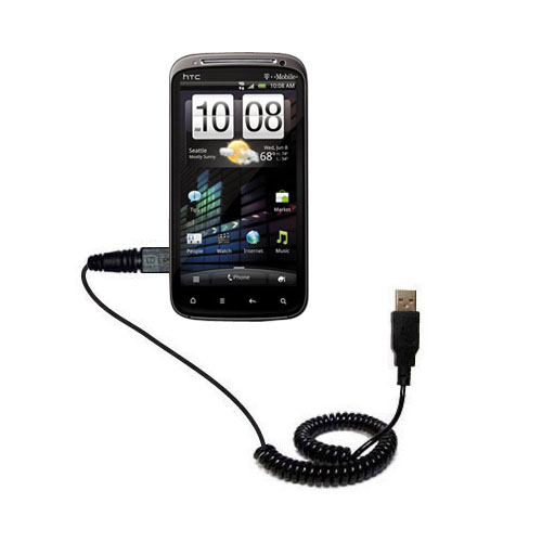 Coiled USB Cable compatible with the HTC Sensation 4G