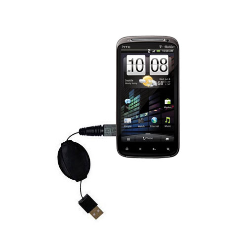 Retractable USB Power Port Ready charger cable designed for the HTC Sensation 4G and uses TipExchange