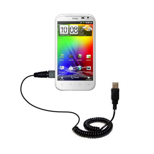 Coiled USB Cable compatible with the HTC Sensation XL