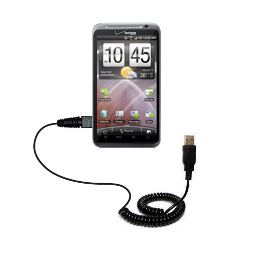 Coiled USB Cable compatible with the HTC ThunderBolt 2
