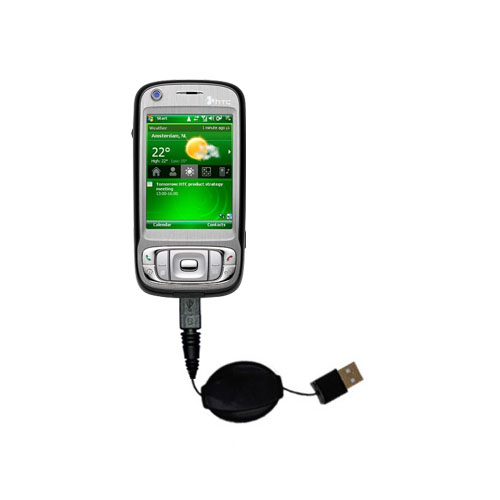 Retractable USB Power Port Ready charger cable designed for the HTC TILT and uses TipExchange