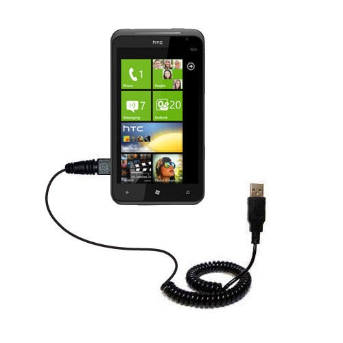 Coiled USB Cable compatible with the HTC Titan