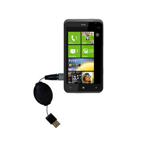 Retractable USB Power Port Ready charger cable designed for the HTC Titan and uses TipExchange