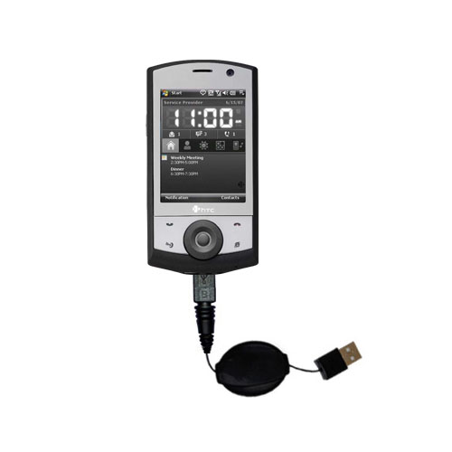 Retractable USB Power Port Ready charger cable designed for the HTC Touch Cruise and uses TipExchange