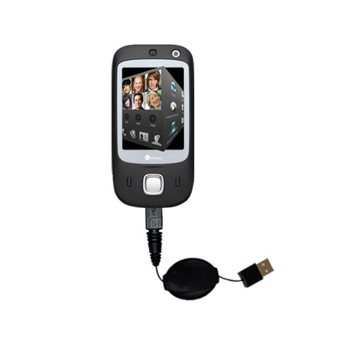 Retractable USB Power Port Ready charger cable designed for the HTC Touch Dual and uses TipExchange