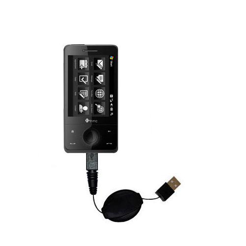 Retractable USB Power Port Ready charger cable designed for the HTC Touch Pro2 and uses TipExchange