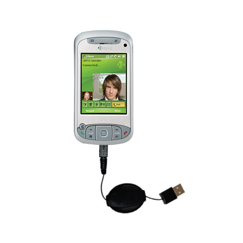 Retractable USB Power Port Ready charger cable designed for the HTC TyTN and uses TipExchange