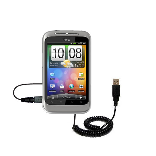 Coiled USB Cable compatible with the HTC Wildfire S