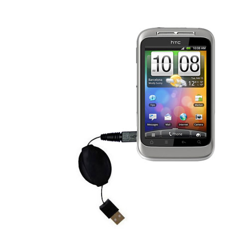 Retractable USB Power Port Ready charger cable designed for the HTC Wildfire S and uses TipExchange