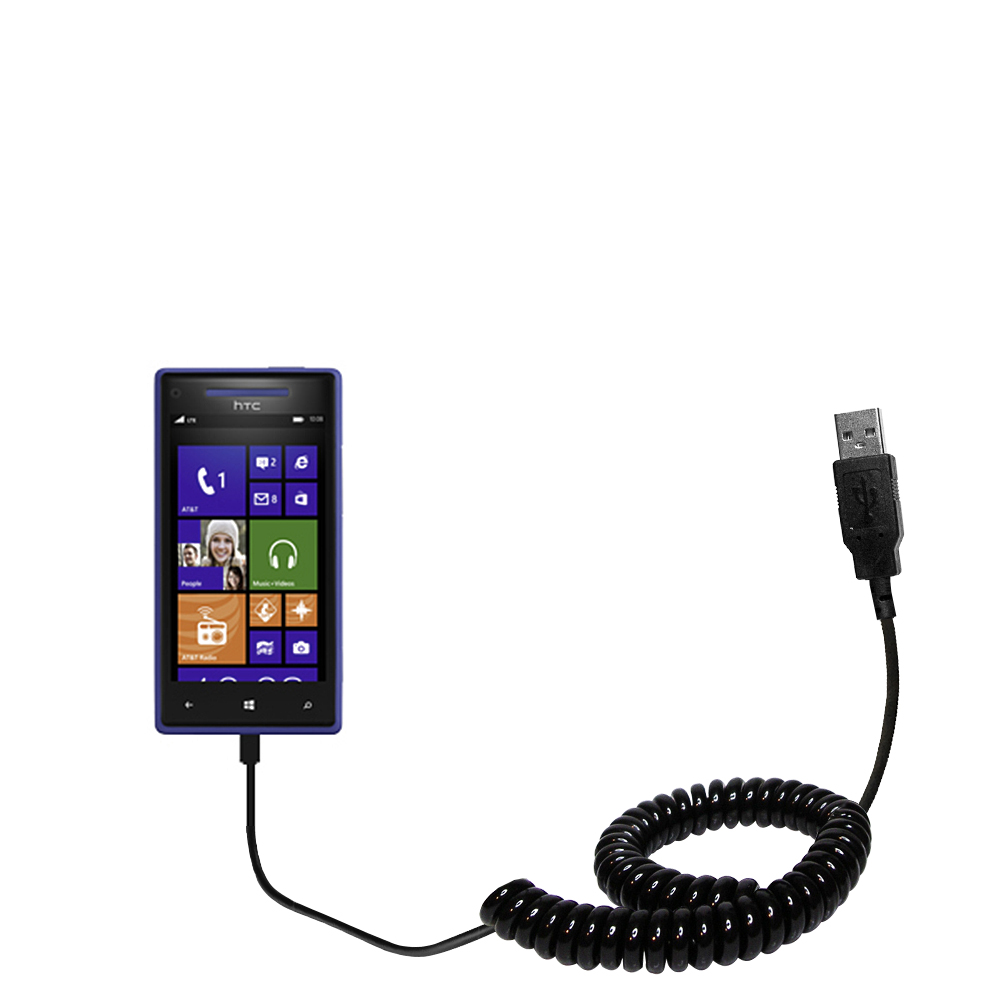 Coiled USB Cable compatible with the HTC Windows Phone 8x