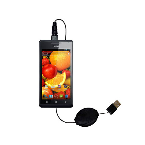 Retractable USB Power Port Ready charger cable designed for the Huawei Ascend P1 and uses TipExchange