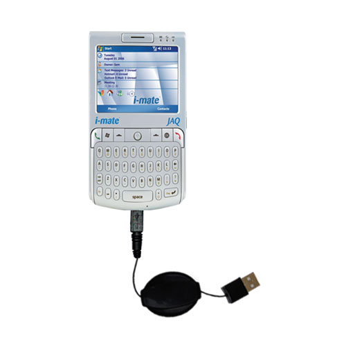 Retractable USB Power Port Ready charger cable designed for the i-mate jaq and uses TipExchange
