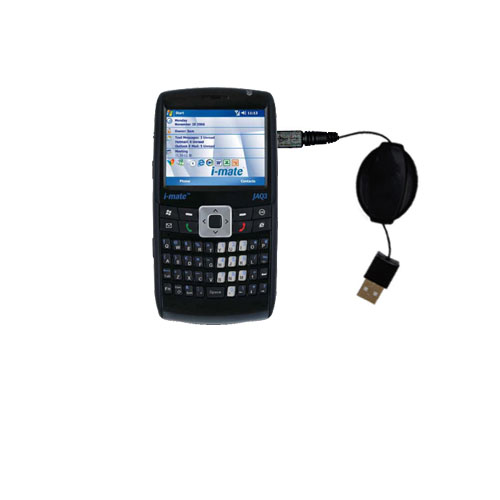 Retractable USB Power Port Ready charger cable designed for the i-Mate JAQ3 and uses TipExchange