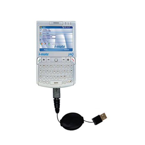 Retractable USB Power Port Ready charger cable designed for the i-Mate JAQ4 and uses TipExchange