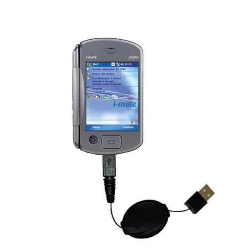 Retractable USB Power Port Ready charger cable designed for the i-Mate JASJAR and uses TipExchange