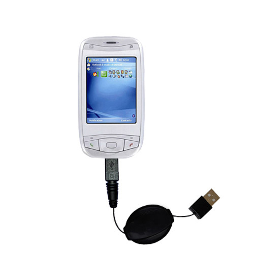 Retractable USB Power Port Ready charger cable designed for the i-Mate K-Jam and uses TipExchange