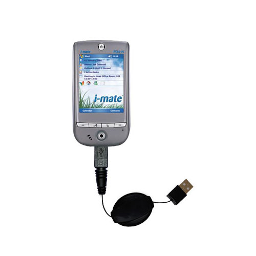 Retractable USB Power Port Ready charger cable designed for the i-Mate PDA-N Pocket PC and uses TipExchange