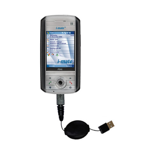 Retractable USB Power Port Ready charger cable designed for the i-Mate PDAL and uses TipExchange