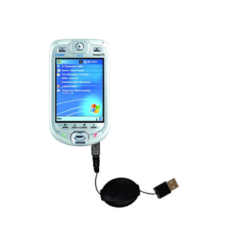 Retractable USB Power Port Ready charger cable designed for the i-Mate Ultimate 8150 and uses TipExchange