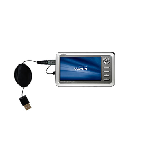 Retractable USB Power Port Ready charger cable designed for the Cowon iAudio A2 Portable Media Player and uses TipExchange