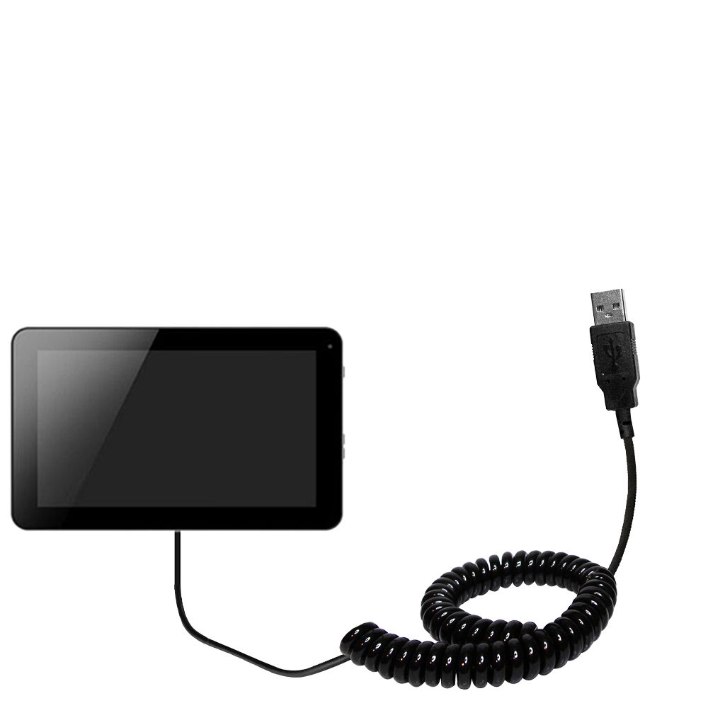 Coiled USB Cable compatible with the Idolian IdolPAD 9