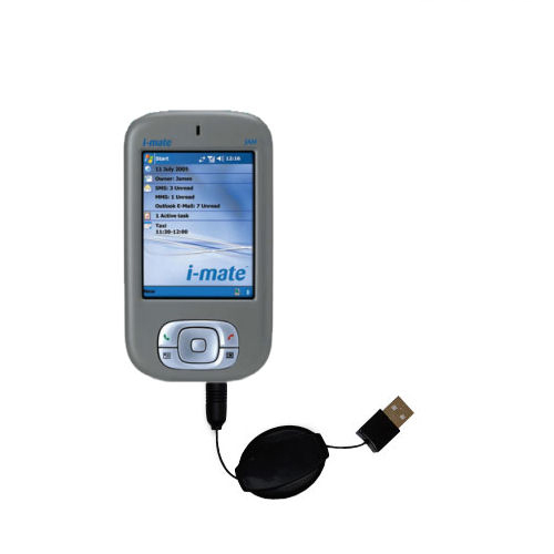 Retractable USB Power Port Ready charger cable designed for the i-Mate New Jam and uses TipExchange