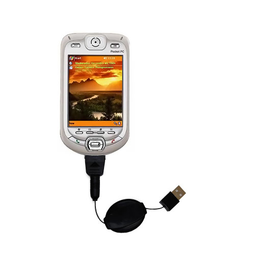 Retractable USB Power Port Ready charger cable designed for the i-Mate PDA2k and uses TipExchange