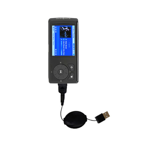 Retractable USB Power Port Ready charger cable designed for the Insignia 2GB MP3 Player and uses TipExchange
