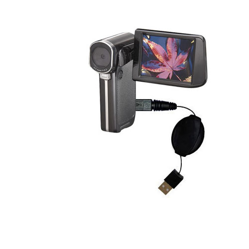 Retractable USB Power Port Ready charger cable designed for the Insignia NS-DV1080P Video Camera and uses TipExchange