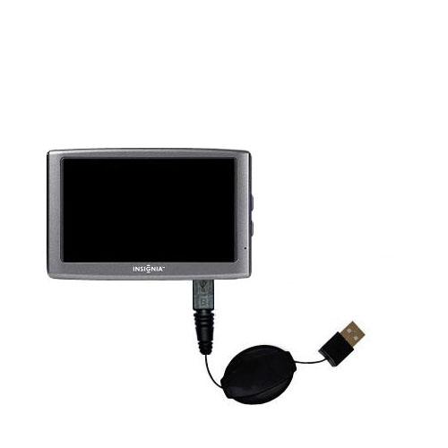 Retractable USB Power Port Ready charger cable designed for the Insignia NS-NAV01 GPS and uses TipExchange