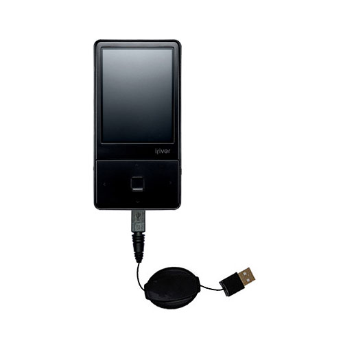 Retractable USB Power Port Ready charger cable designed for the iRiver E100 4GB and uses TipExchange