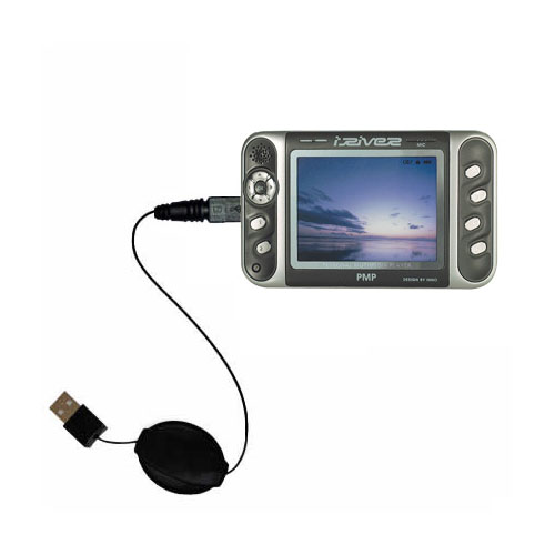 Retractable USB Power Port Ready charger cable designed for the iRiver PMC-100 and uses TipExchange