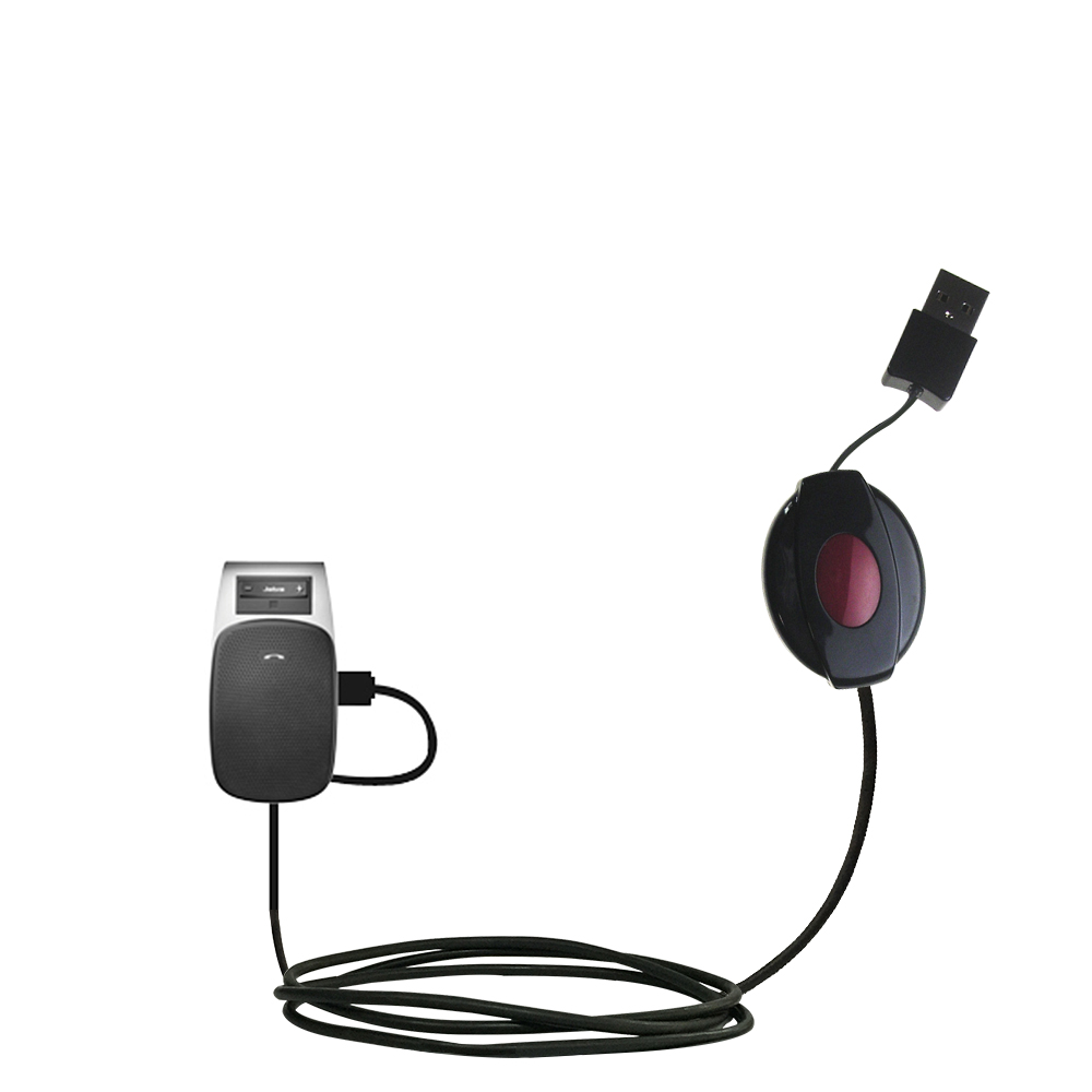 Retractable USB Power Port Ready charger cable designed for the Jabra Drive and uses TipExchange