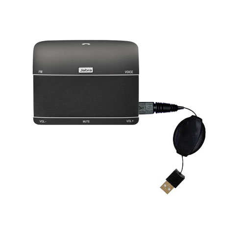USB Power Port Ready retractable USB charge USB cable wired specifically for the Jabra FREEWAY and uses TipExchange