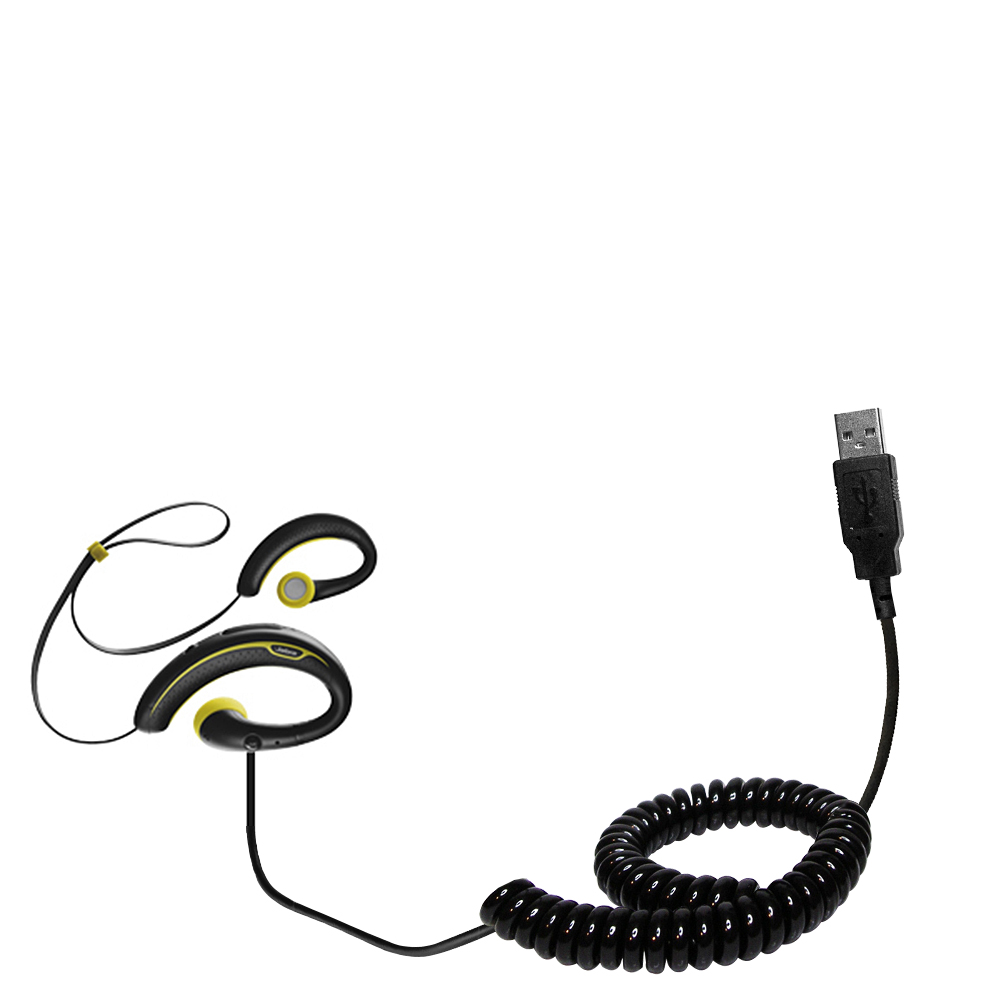 Coiled USB Cable compatible with the Jabra Sport Wireless Plus