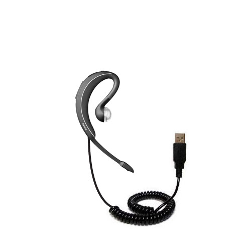 Coiled Power Hot Sync USB Cable suitable for the Jabra WAVE with both data and charge features - Uses Gomadic TipExchange Technology